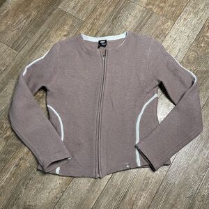 Helly Hansen Wool Full Zip Long Sleeve Fleece Apres Ski Brown Women Small